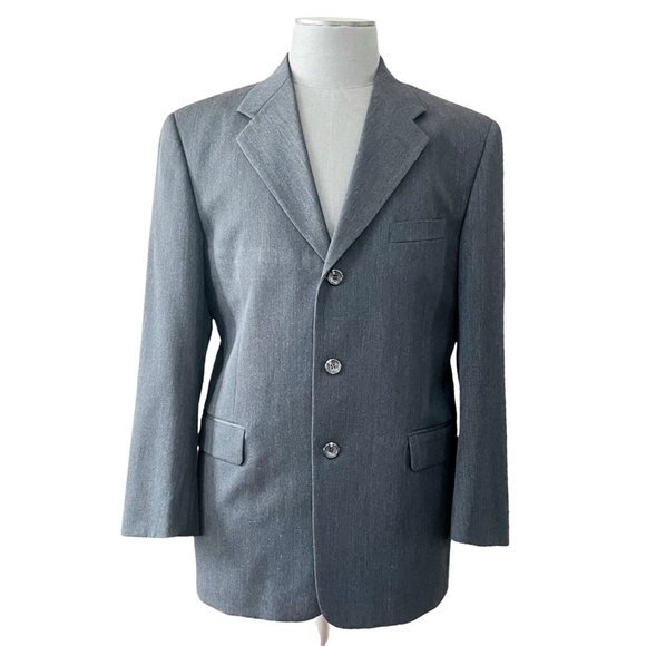 BOSCO UOMO Gray Wool Men’s Blazer Button Front Jacket Men’s Suit Jacket - Picture 2 of 5